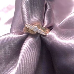 Genuine, 14 K yellow gold Diamonique ring
